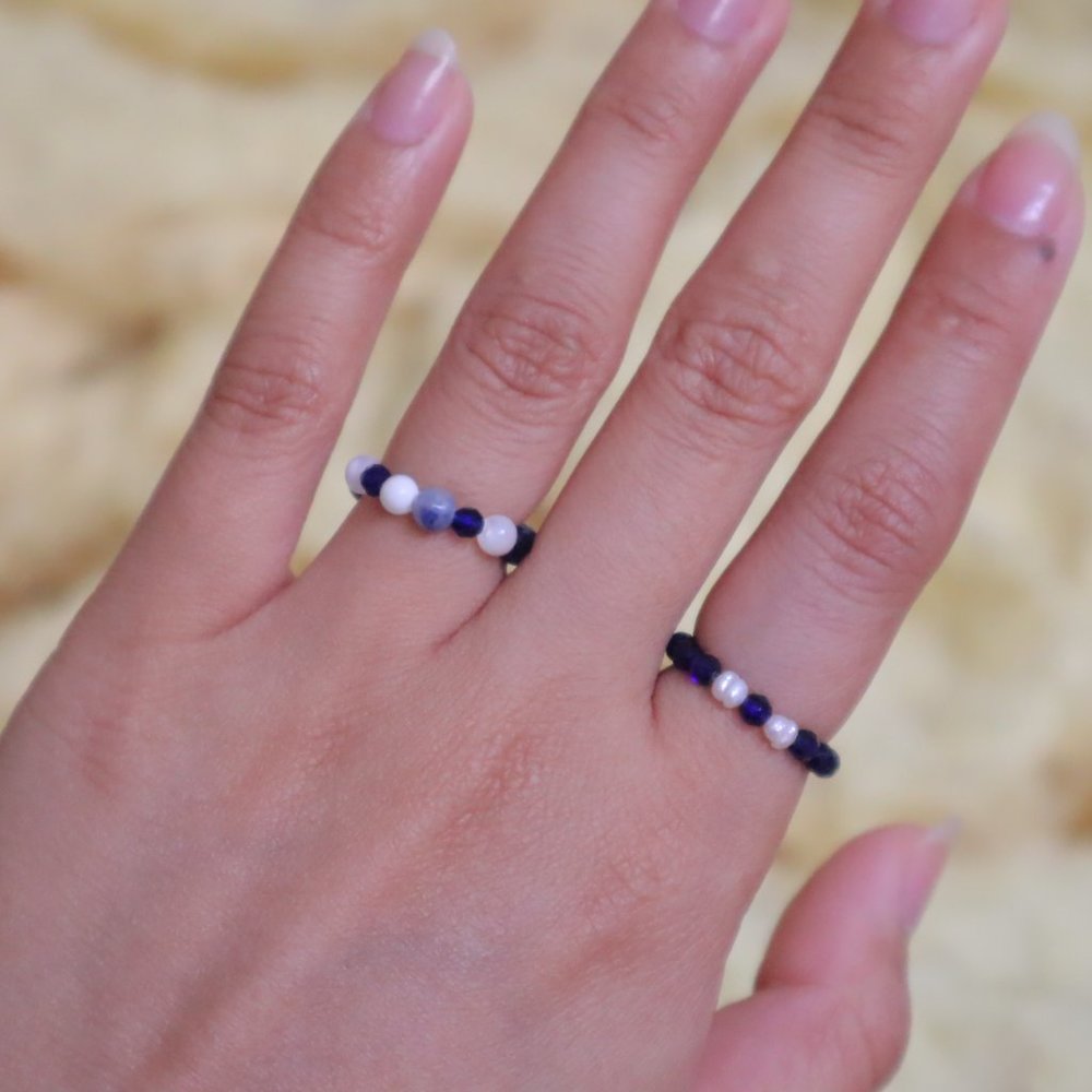 Set of 2 genuine stone beads inspired by ocean colours